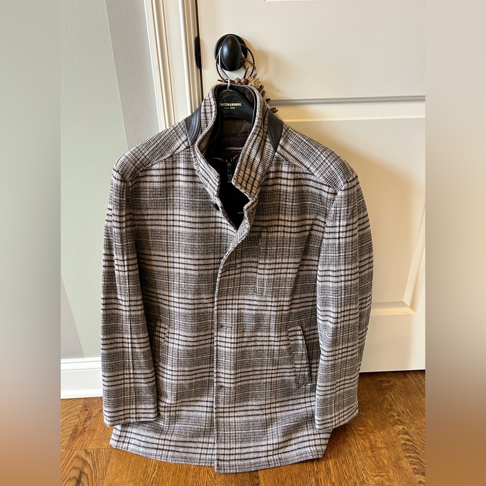 Johnston & Murphy Brown Plaid Upton Car Coat - BNWT! Perfect!